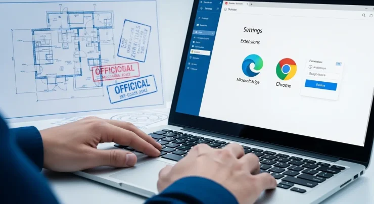 電子申請のためにブラウザの設定変更を行う操作画面のイメージ