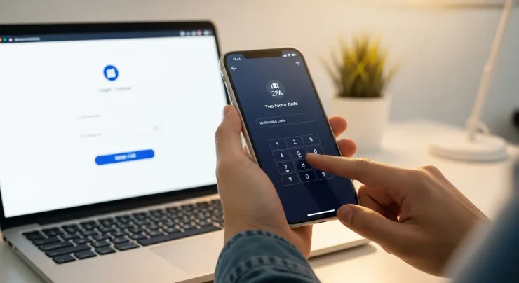 gビズIDアプリを使用して2段階認証コードを確認しログインする操作イメージ