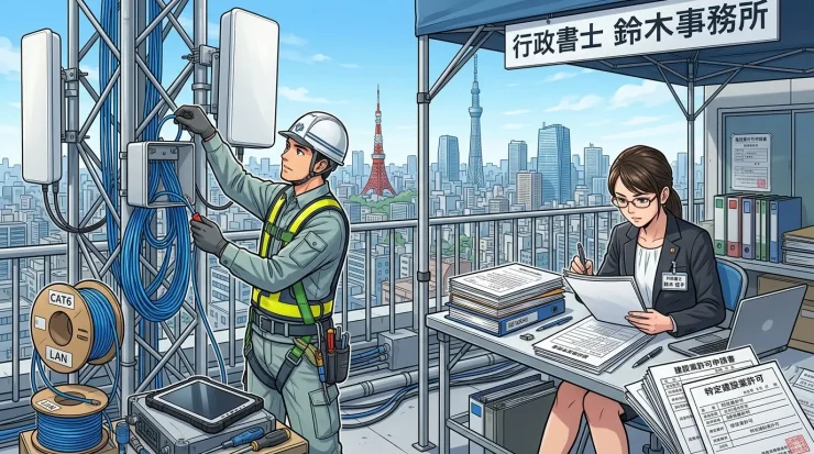電気通信工事業の建設業許可における専任技術者の資格要件と実務経験の証明方法を解説する図解