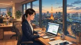建設業許可申請ソフトと経営事項審査対応システムを利用して書類作成を行う様子