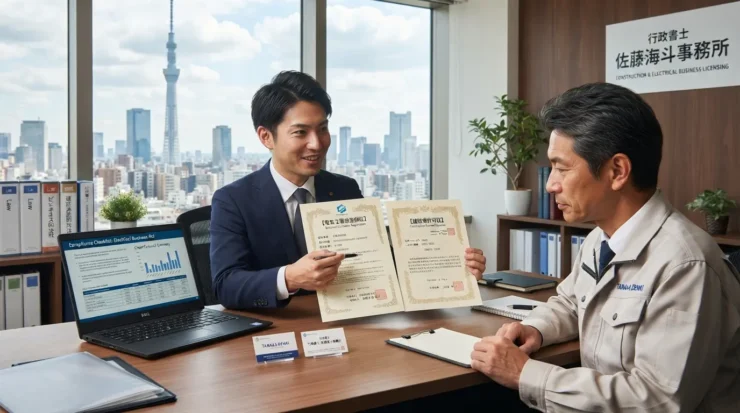 東京都における電気工事業登録と建設業許可の違いを比較・説明する行政書士